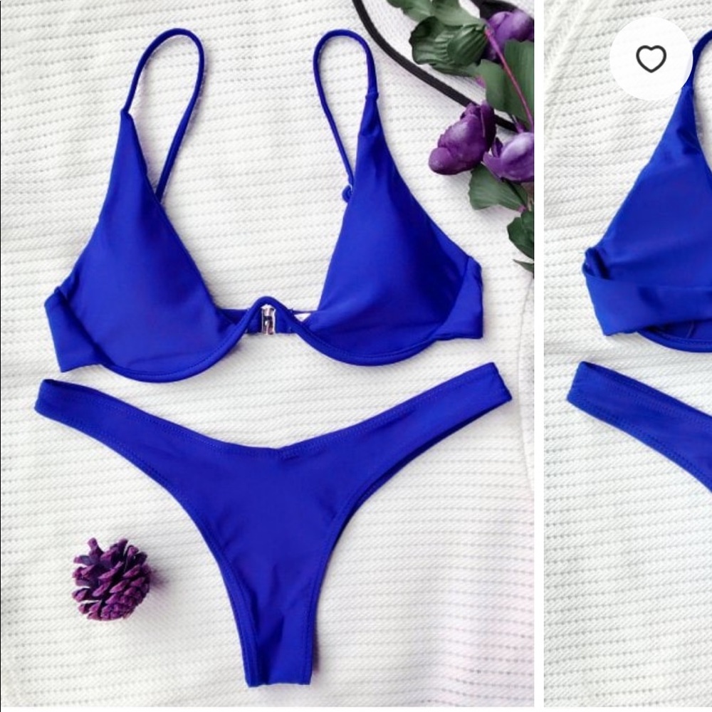 PushUp Plunge Bathing Suit Blue Medium